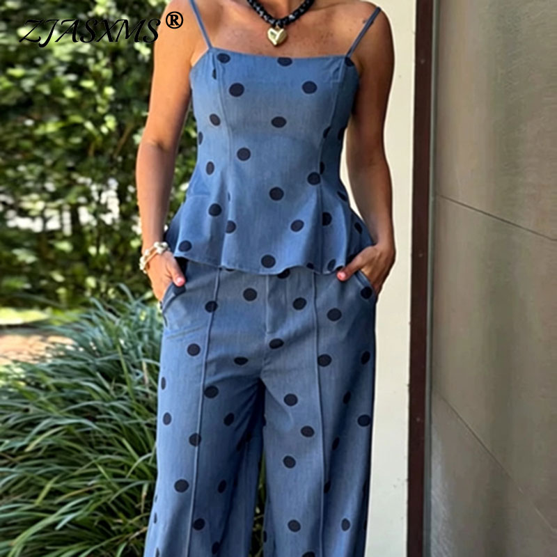 Suspender Tank Top - Completo due pezzi vintage in chambray